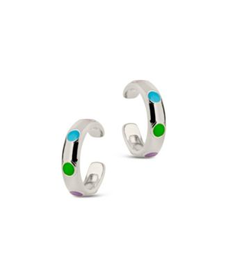 Gold-Tone or Silver-Tone Colorful Enamel Enamel Accent Ear Cuff Set Of 2