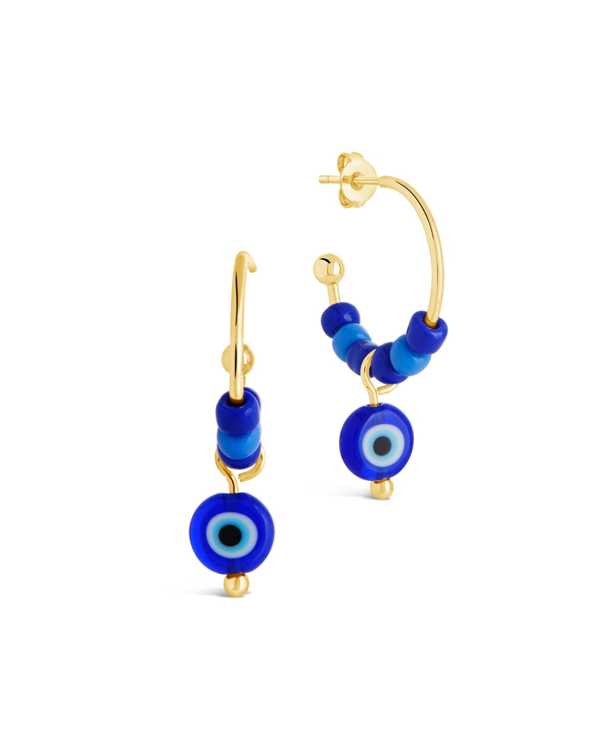Shop Sterling Forever Gold-tone Or Silver-tone Blue Beaded Accent Sibyl Hoops