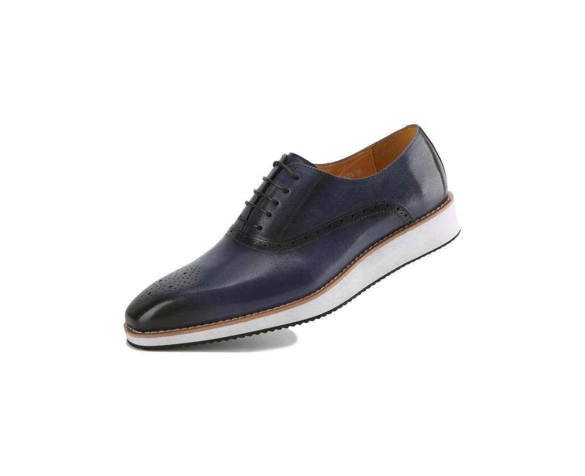 Men's Handcrafted Genuine Leather Hybrid Casual Brogue Dress Shoe - Blue