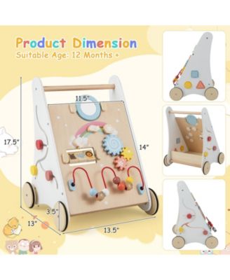 Wooden Baby Walker with Multiple Activities Center for Over 1 Year Old