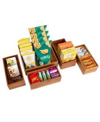 Bamboo 5-Piece Storage Bin Organizer Box Set