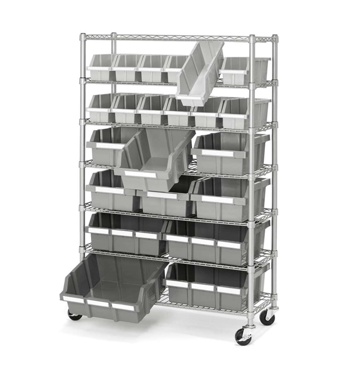 Shop Seville Classics 7-tier 21 Bin Rack System, Nsf Certified In Gray