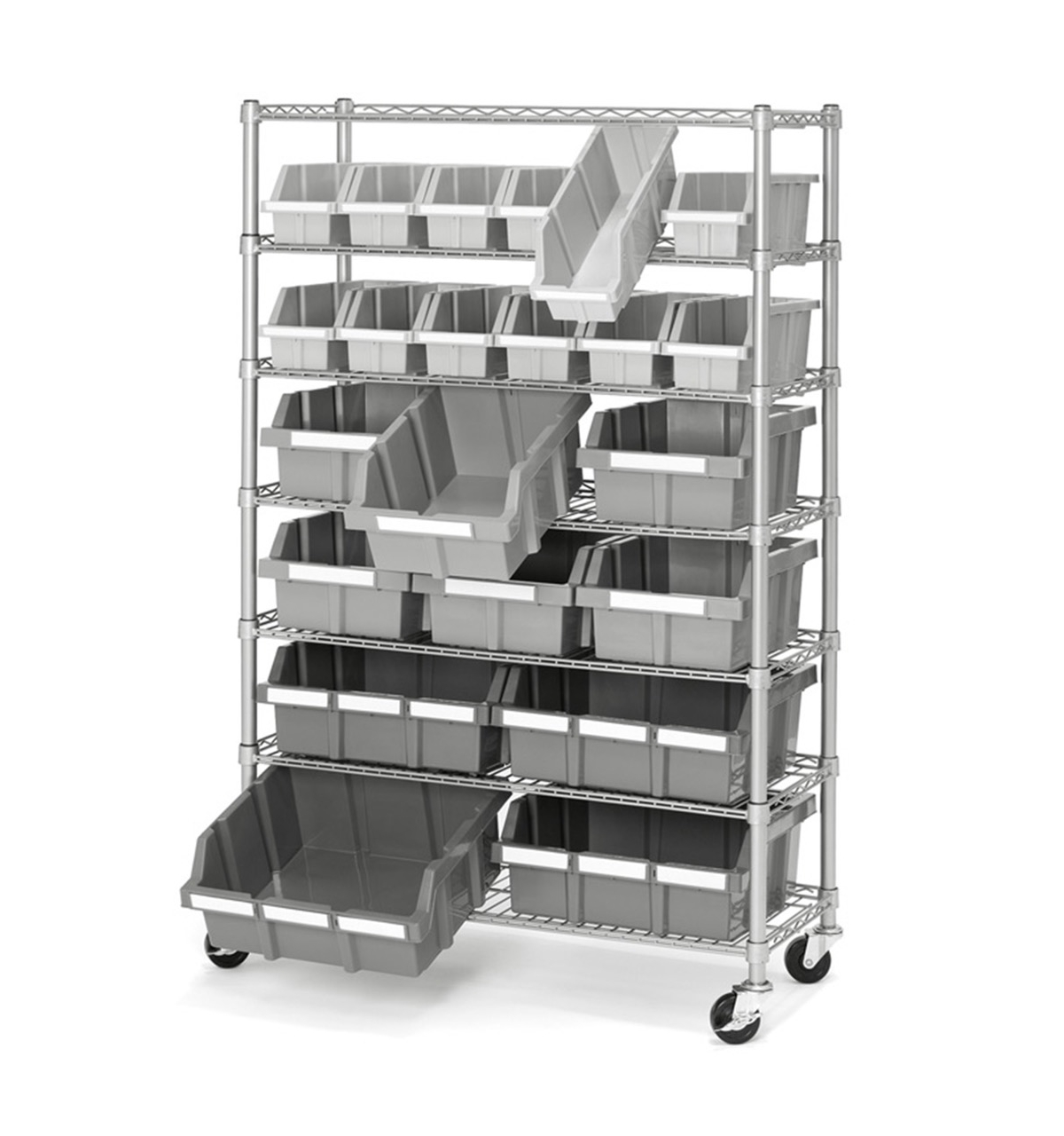 Seville Classics 7-tier 21 Bin Rack System, Nsf Certified In Gray