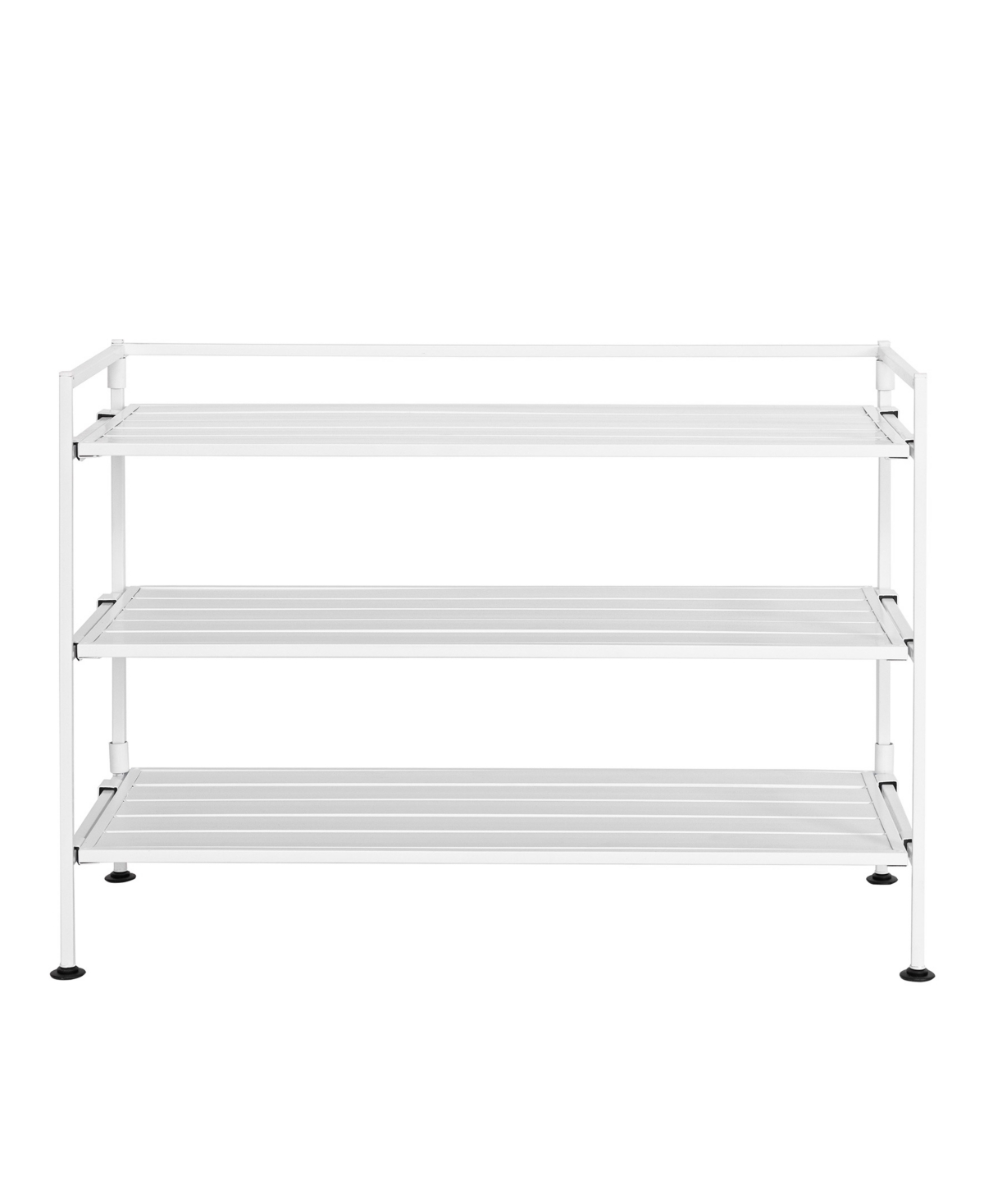 Seville Classics Home 3-tier Stackable Wide Resin Slat Shoe Rack In White