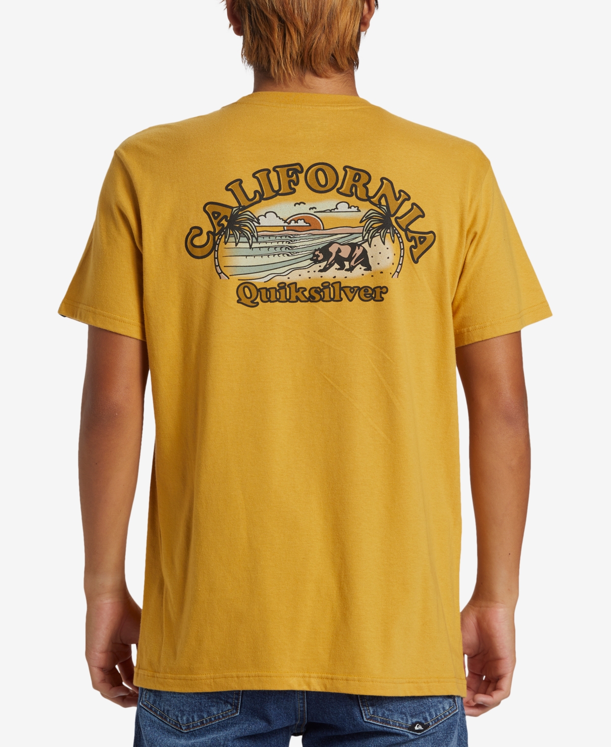 Shop Quiksilver Men's Ca Bear Coast Mt0 Crew Neck T-shirt In Mustard