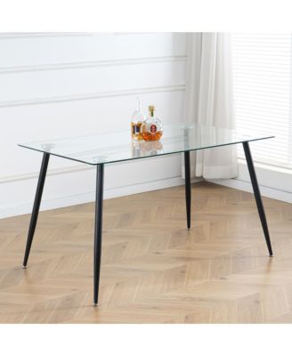 Streamdale Glass Dining Table with Metal Legs