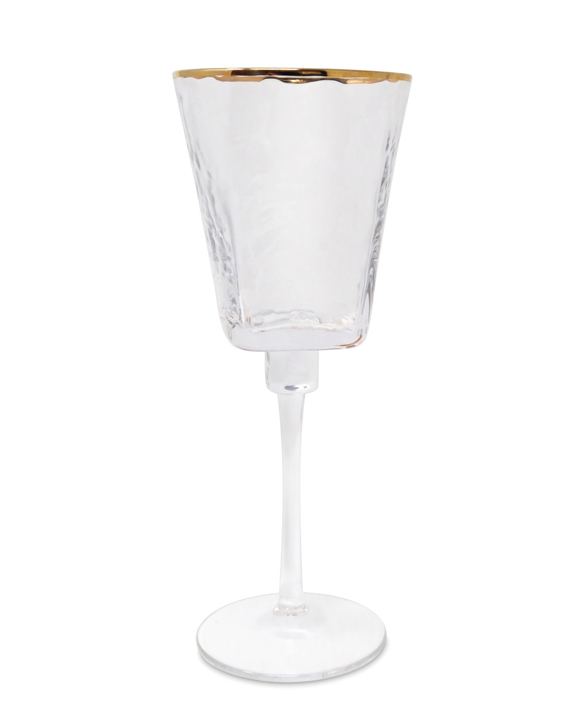Vivience Square Shaped Rim Hammered Wine Glasses, Set Of 6 In Clear,gold
