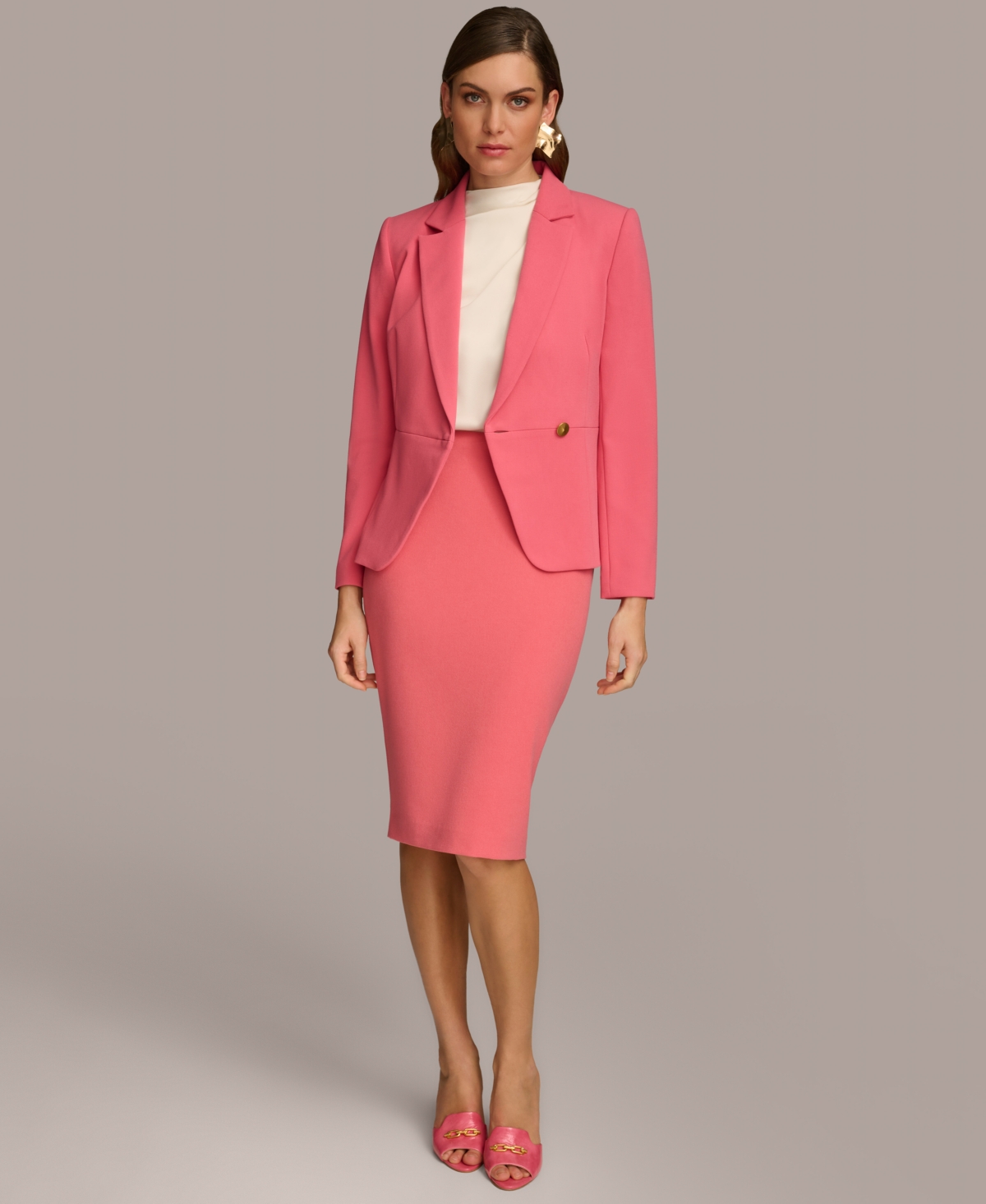 Shop Donna Karan Women's One-button Blazer In Rose Quartz