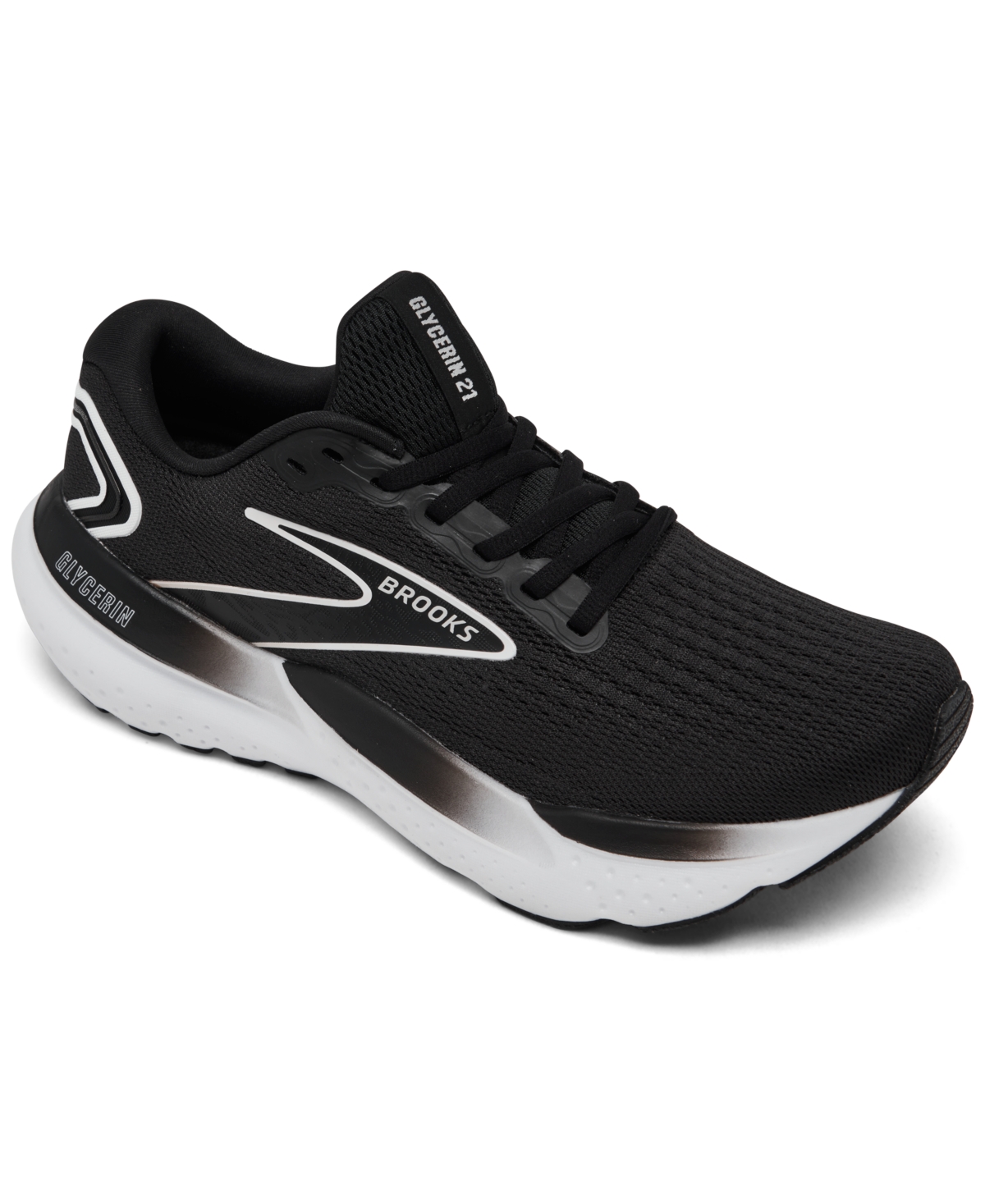Shop Brooks Women's Glycerin 21 Running Sneakers From Finish Line In Black,gray,white
