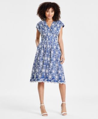 kensie Women's Embroidered Denim Midi Dress - Macy's