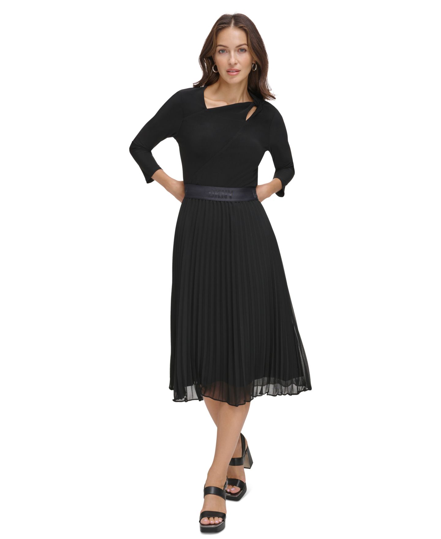 Женская юбка DKNY Pleated Midi, цвет: Чёрный — фото 6
