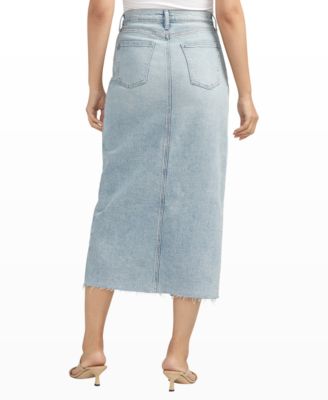 Women's Front-Slit Midi Jeans Skirt