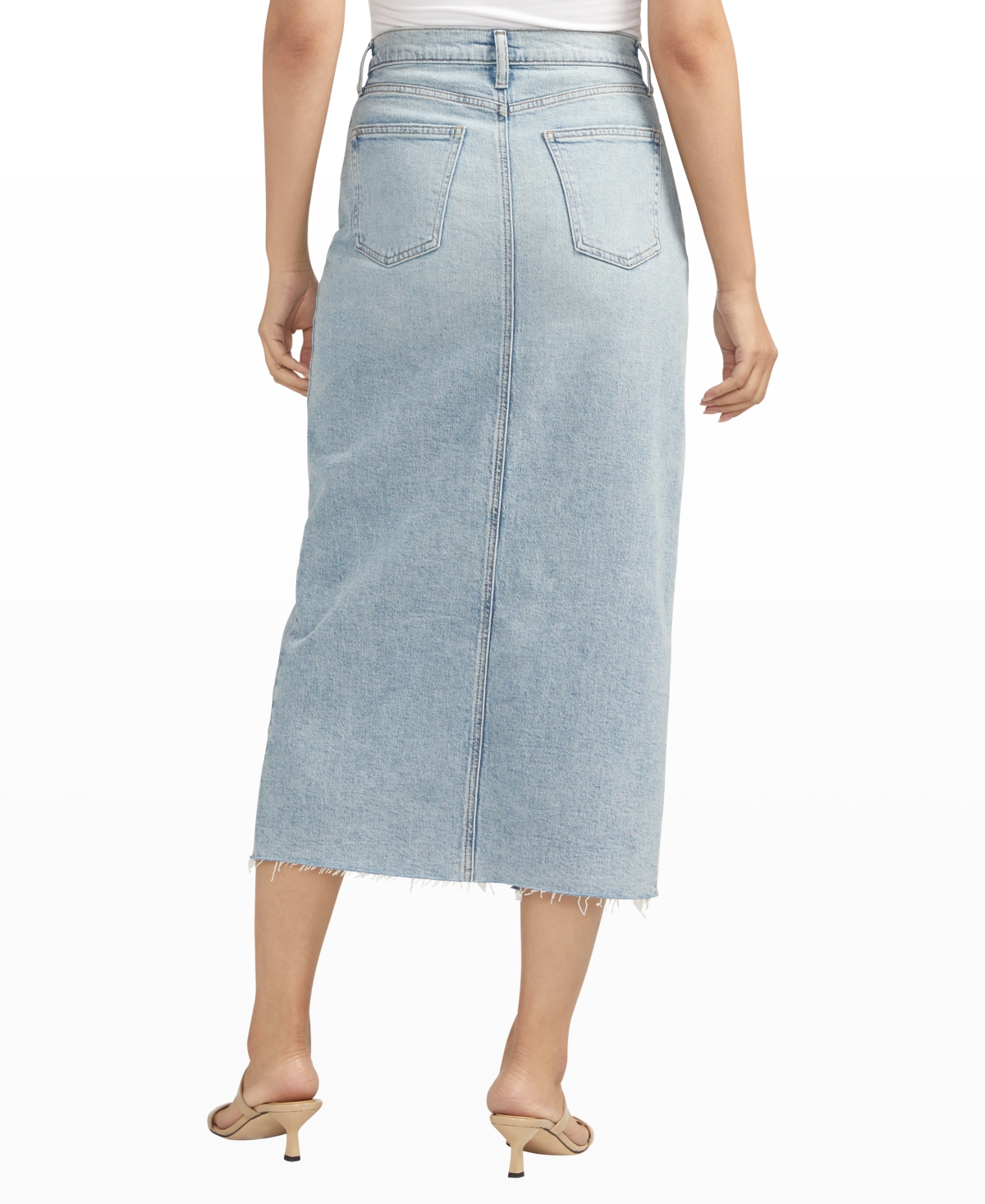 Shop Silver Jeans Co. Women's Front-slit Midi Jeans Skirt In Indigo