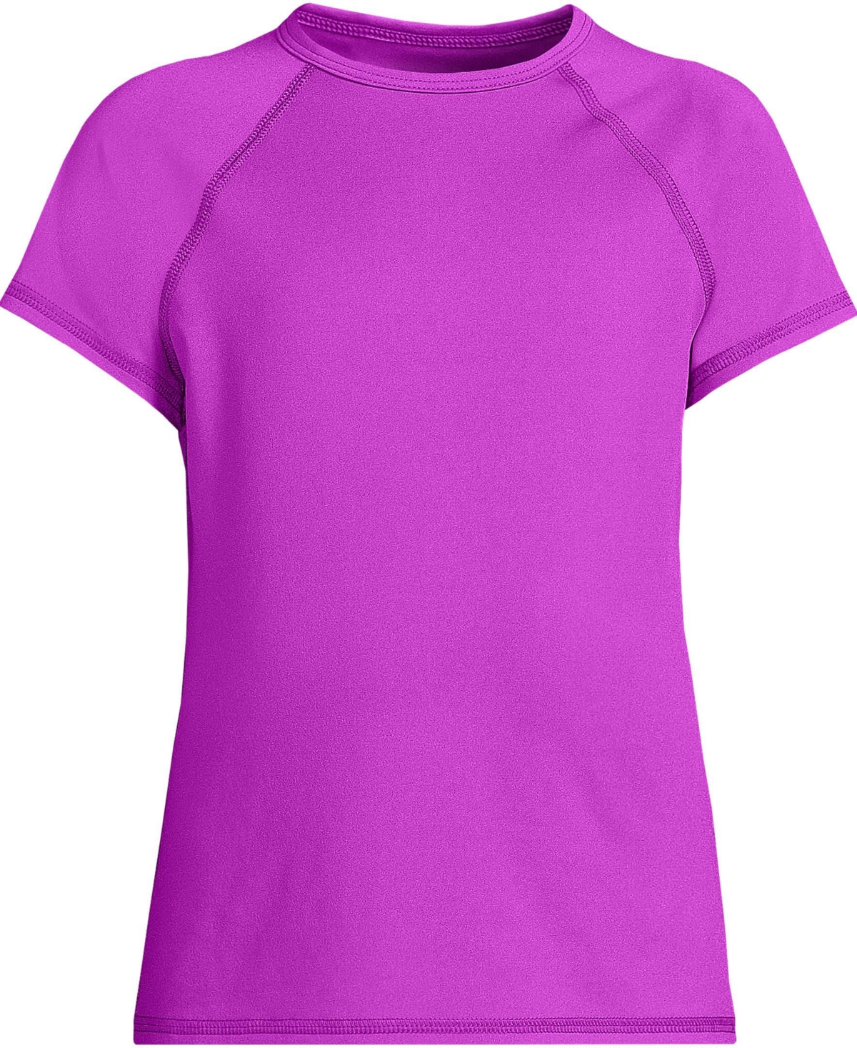 Lands' End Girls Chlorine Resistant Short Sleeve Crew Neck UPF50 Rash Guard
