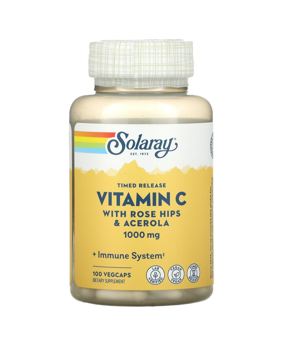 Timed Release Vitamin C with Rose Hips & Acerola 1 000 mg - 100 Veg Caps - Assorted Pre-Pack