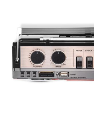 Retro AM/FM/SW Radio + Cassette Boombox with Bluetooth and USB/SDHC Playback