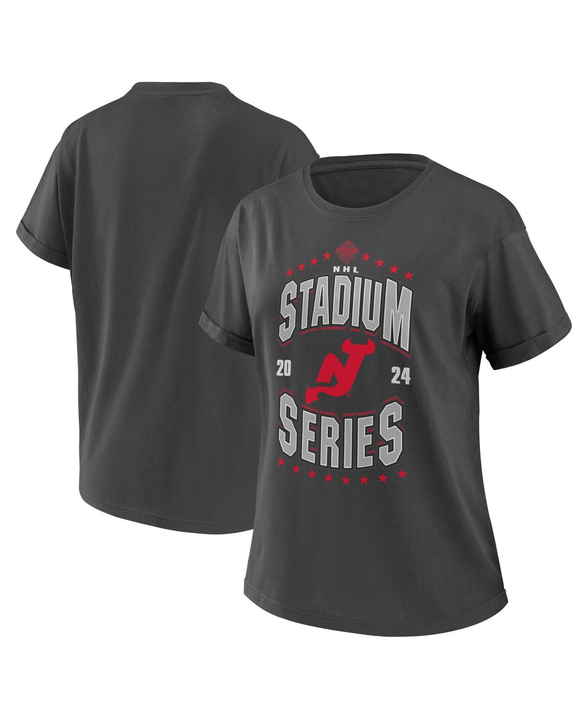 Shop Wear By Erin Andrews Women's  Charcoal New Jersey Devils 2024 Nhl Stadium Series Boyfriend T-shirt