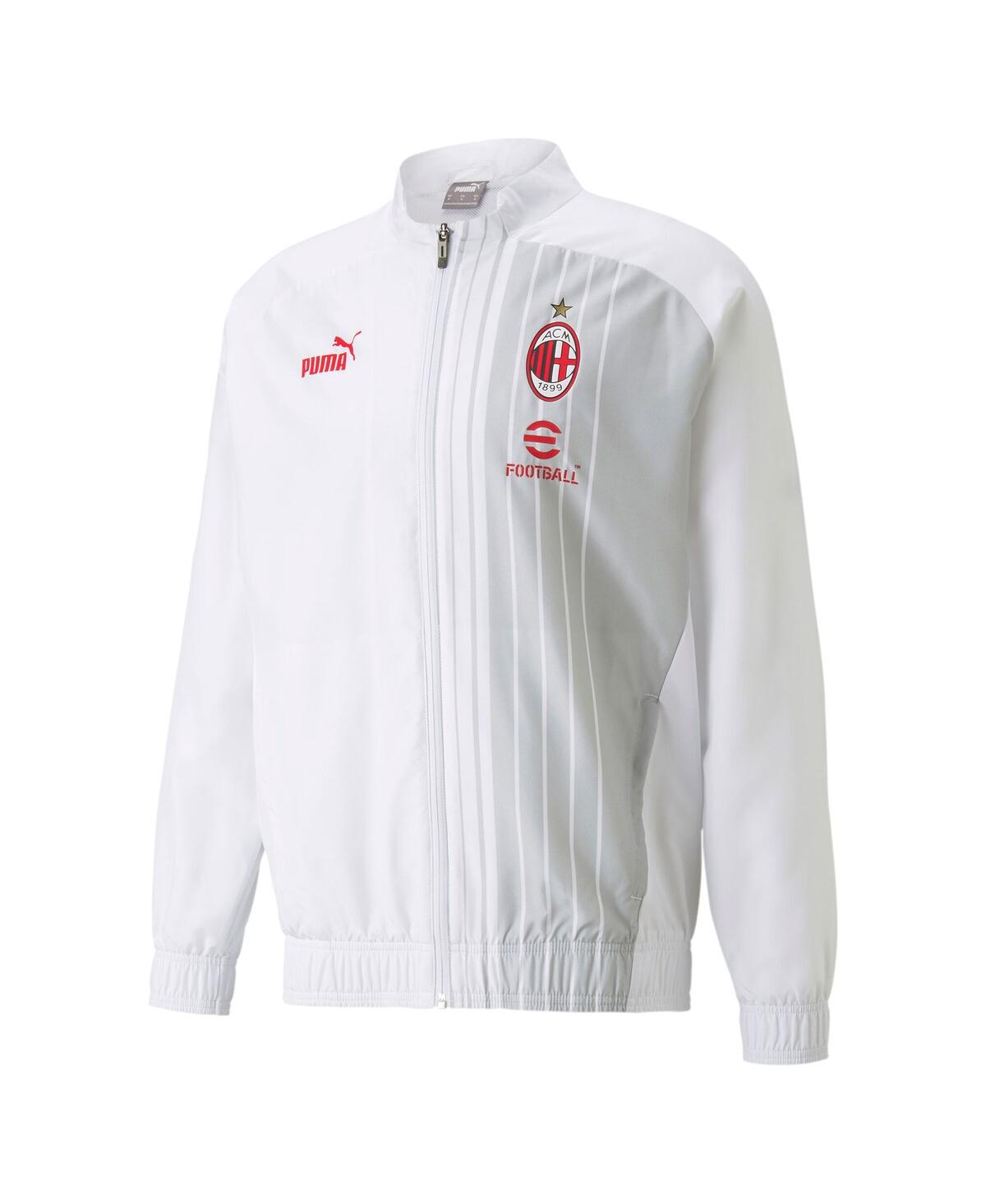Shop Puma Men's  White Ac Milan 2022/23 Pre-match Full-zip Jacket