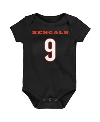 Baby Boys and Girls Joe Burrow Black Cincinnati Bengals Mainliner Player Name and Number Bodysuit