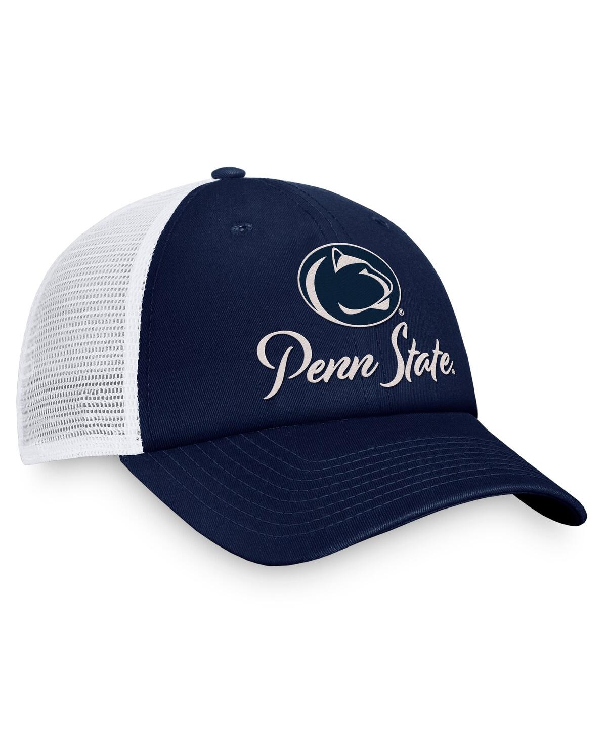 Shop Top Of The World Women's  Navy, White Penn State Nittany Lions Charm Trucker Adjustable Hat In Navy,white