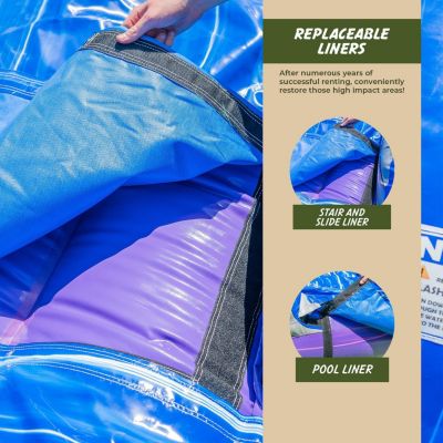 Purplish Castle Commercial Grade Bounce House Water Slide with Splash Pool for Kids and Adults (with Blower), 15oz PVC Vinyl, Basketball Hoop, Wet Dry Combo, Outdoor Indoor, Big Inflatable