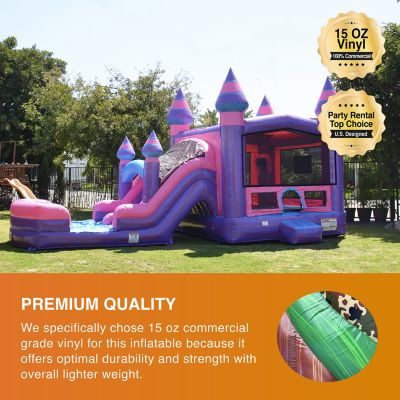 Purplish Commercial Grade Bounce House Water Slide Combo with Pool for Kids and Adults (with Blower), Basketball Hoop, Wet Dry Use, Outdoor Indoor, Birthday Party, Rental Quality