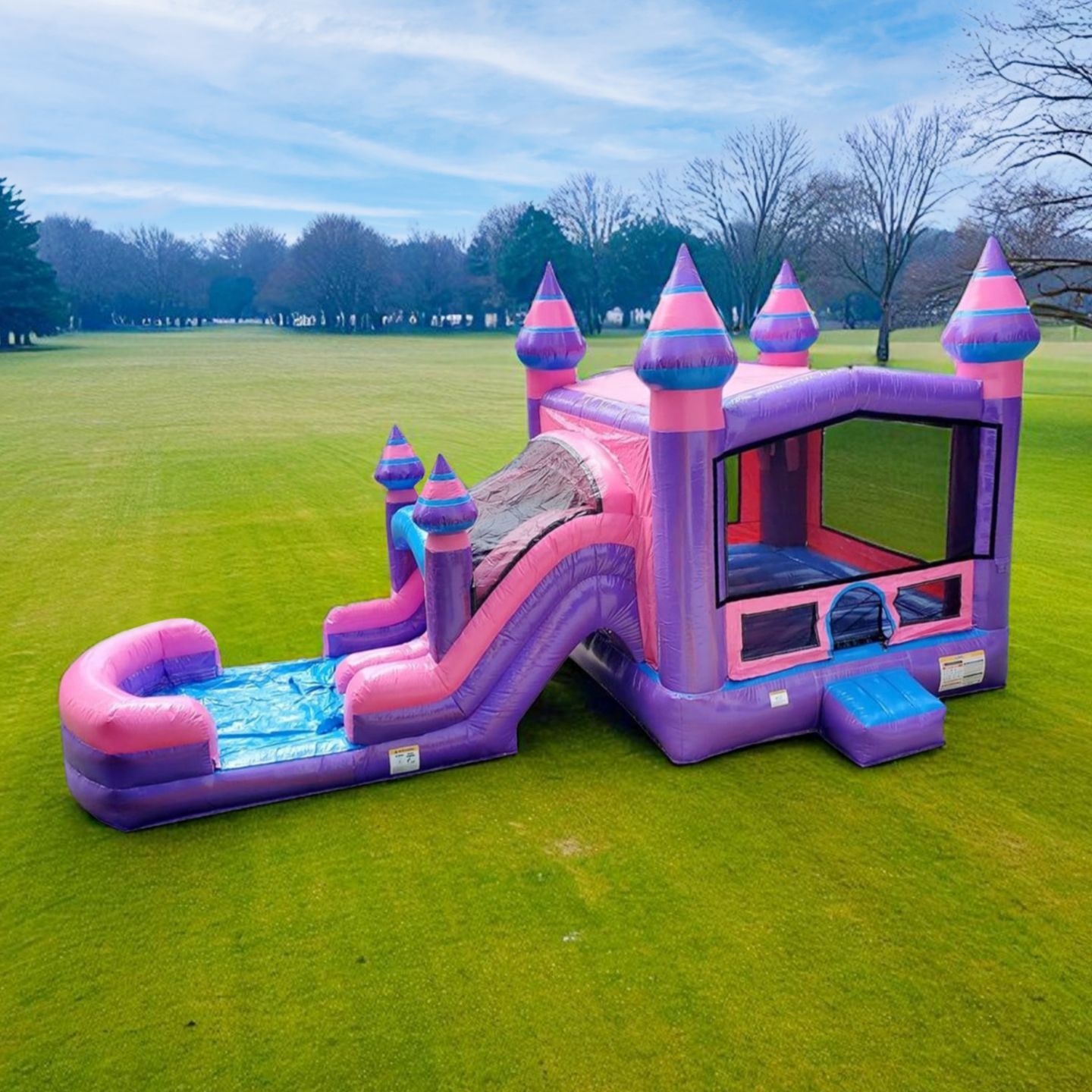 Детская игрушка Jumporange Purplish Castle Commercial Grade Inflatable Bounce House & Water Slide (with Blower), цвет: Синий — фото 8