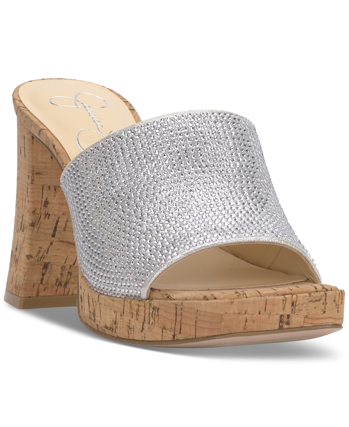 Kashet Platform Block-Heel Dress Sandals - Silver Rhinestone