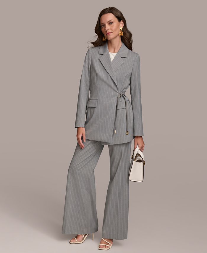 Donna Karan Women's Pinstriped Tie-Waist Blazer - Macy's
