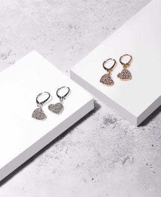 Crystal Heart Drop Lever Back Earrings