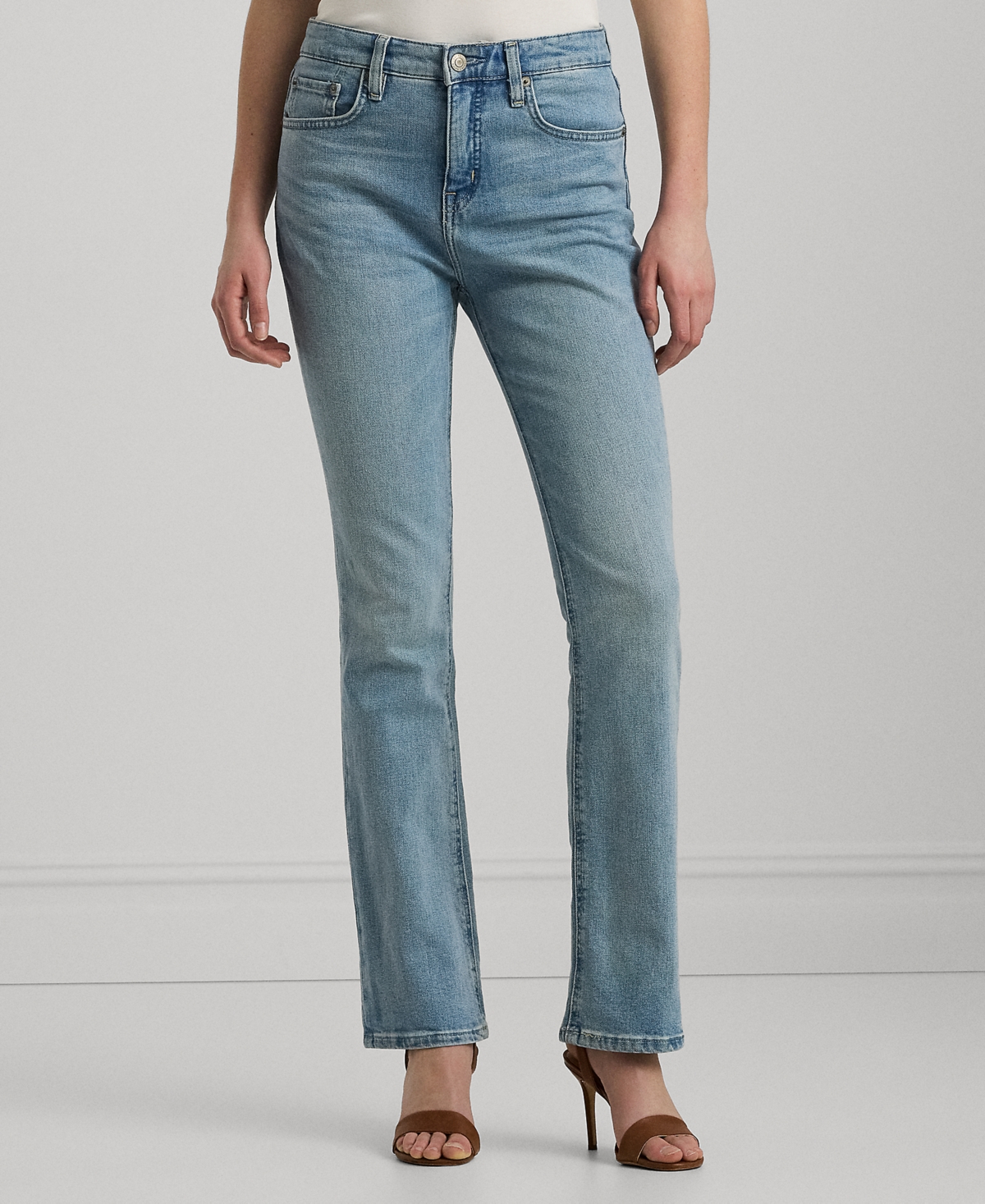 Shop Lauren Ralph Lauren Petite High-rise Bootcut Jeans In Blue