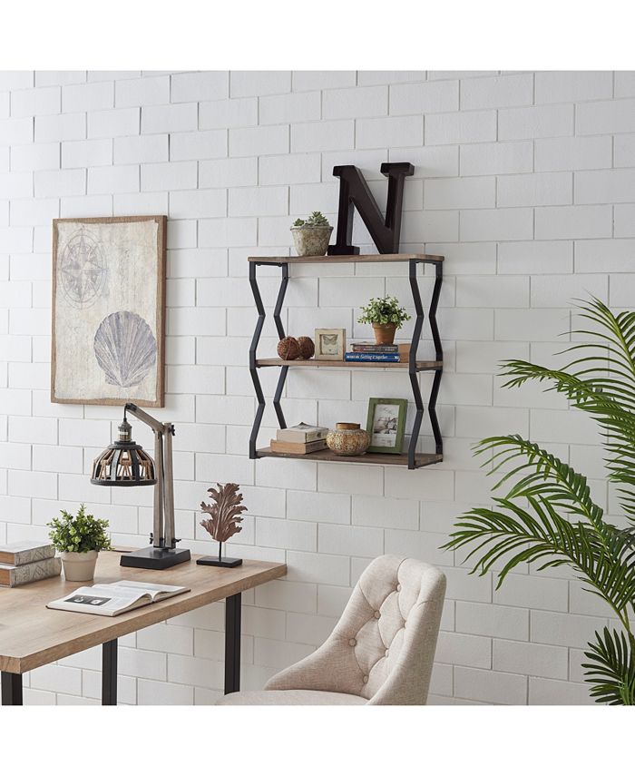 Danya B Rustic Industrial 3Tier Zigzag Floating Wall Shelf Macy's