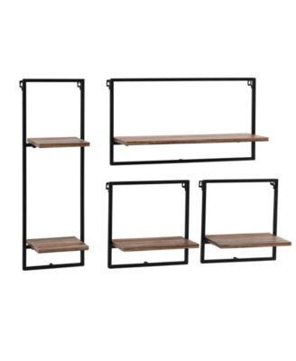 Danya B Framed Wall Art 4-Piece Modern Shelf Set, Black Metal Frame And ...