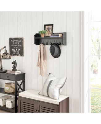 Entryway Floating Utility Wall Shelf with Hooks