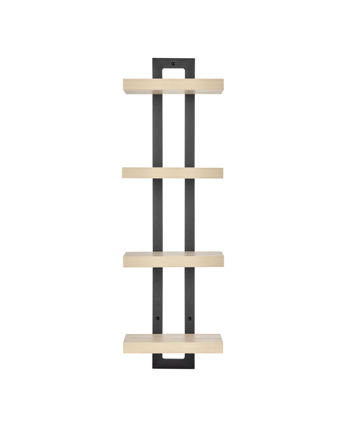 4-Tier Ladder Bracket Floating Wall Shelves, Black Metal Finish - White Birch
