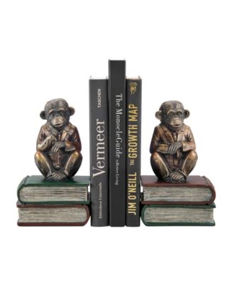 Danya B Monkeys on Books Polyresin Antique-Like Patina Finish Bookend, Set of 2 - Macy's