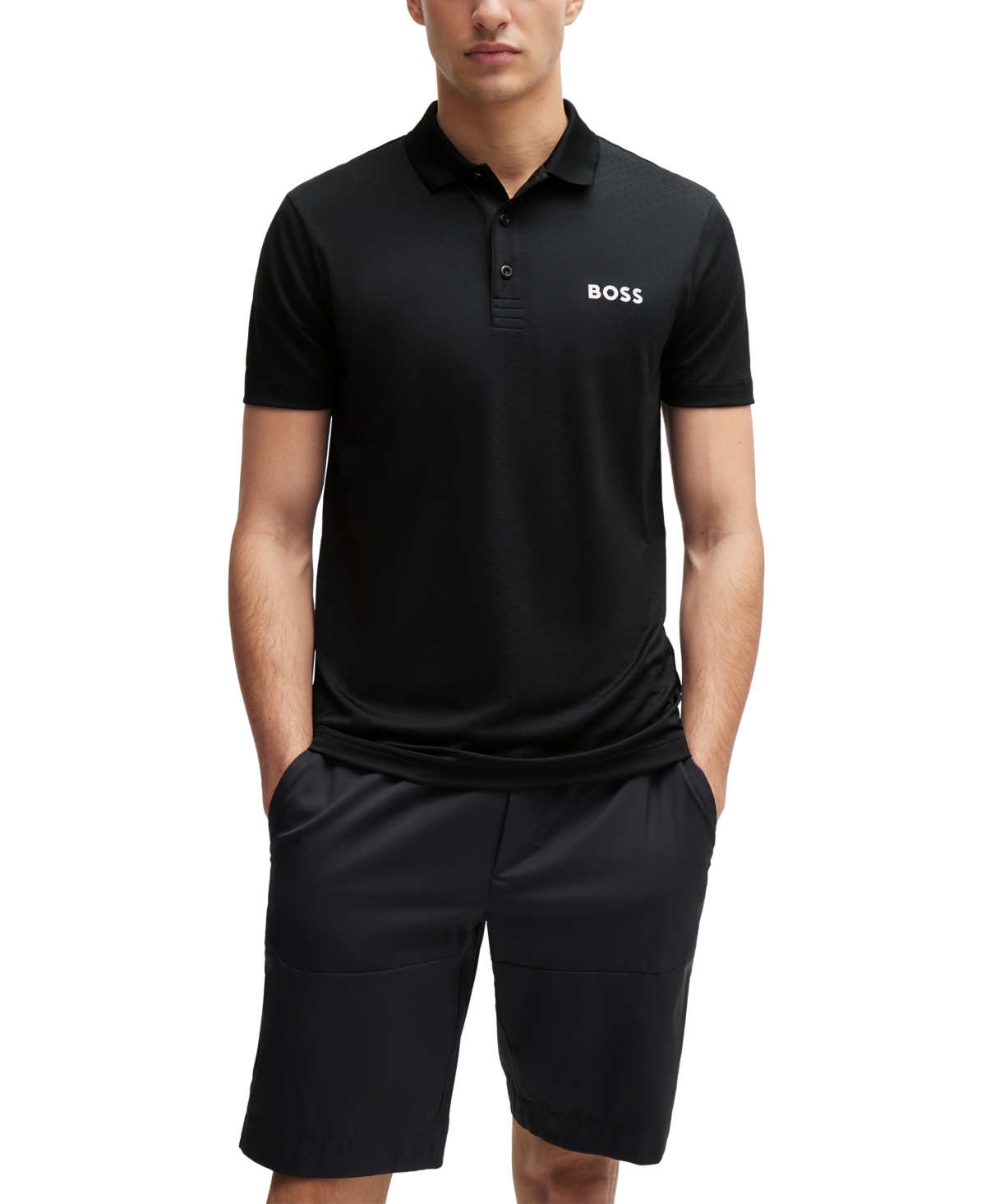 Hugo Boss Boss By  Men's Degrade-jacquard Polo Shirt In Black