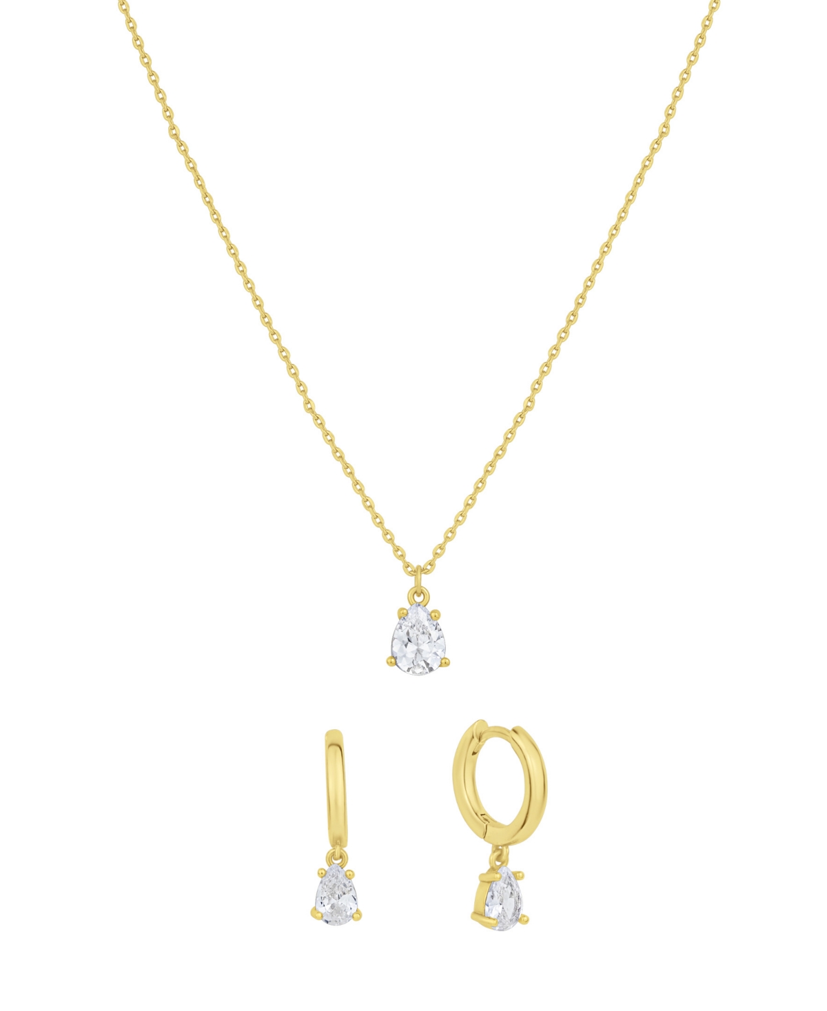 Shop And Now This Cubic Zirconia Teardrop Hoop Earring And Necklace With Jewelry Box Set In Gold