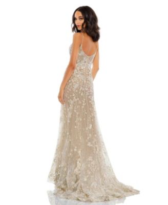 Women's Floral Embroidered Corset Bodice Gown