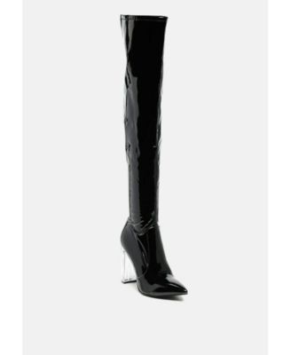 Patent thigh high boots best sale