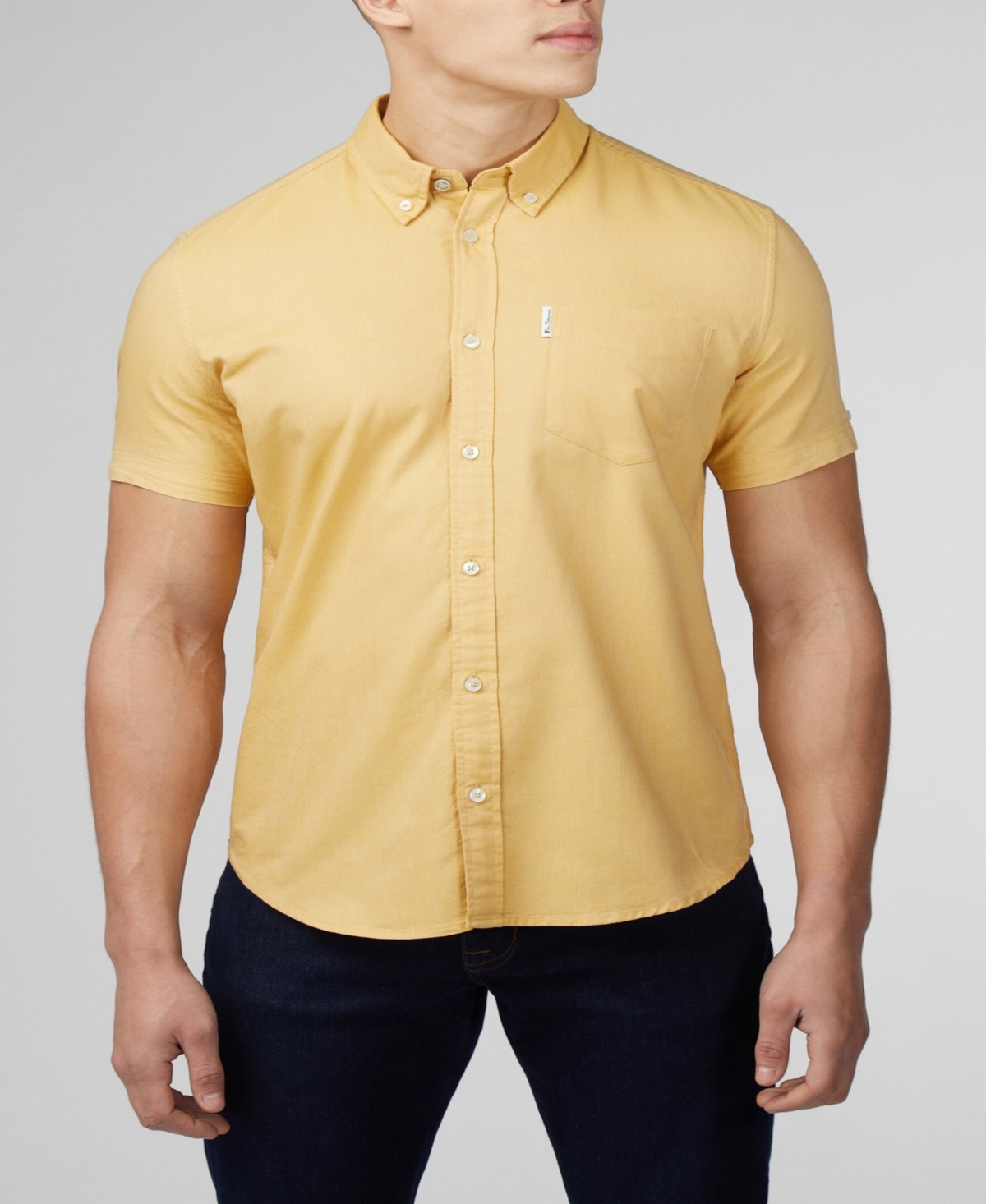 Ben Sherman Men's Signature Oxford Short Sleeve Shirt In Sunflower