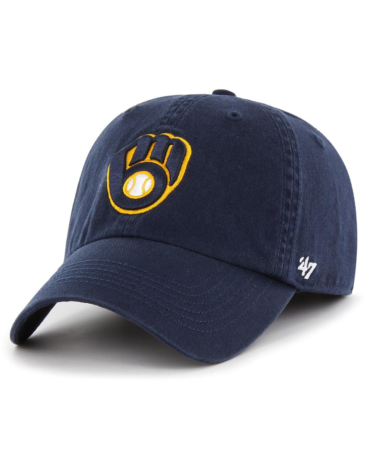 47 Brand Men's ' Navy Milwaukee Brewers Franchise Logo Fitted Hat