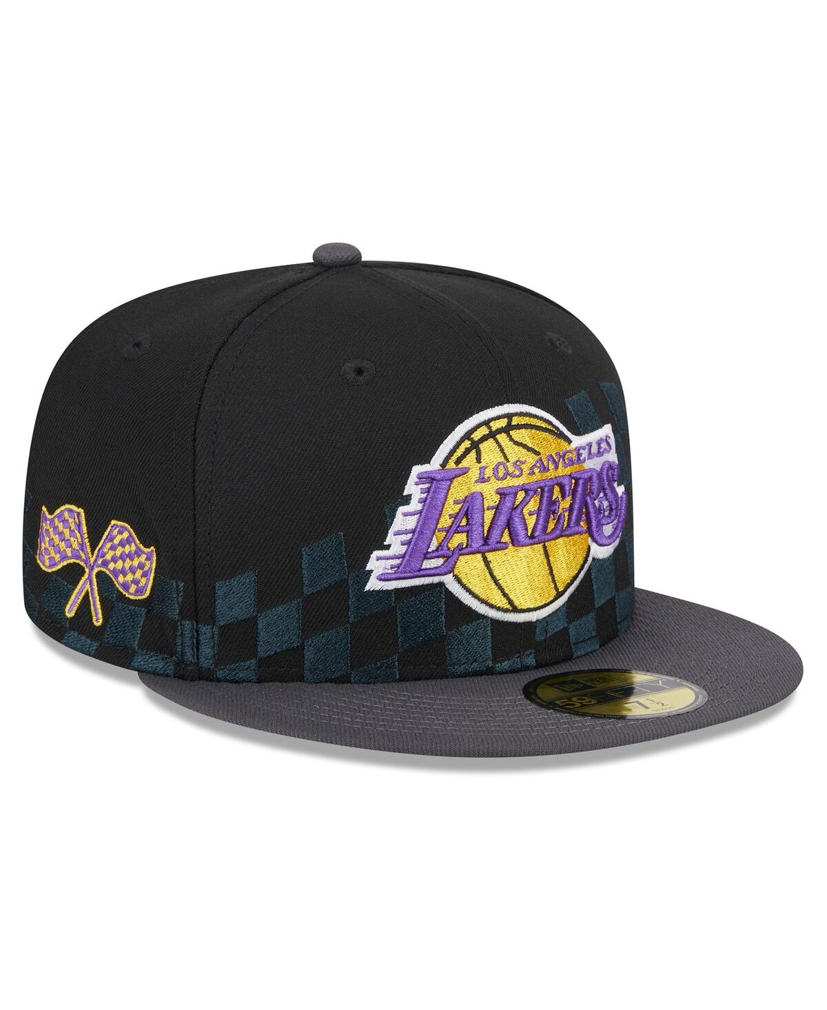 NEW ERA MEN'S NEW ERA BLACK LOS ANGELES LAKERS 2024 NBA ALL-STAR GAME RALLY DRIVE CHECKERBOARD 59FIFTY CROWN 