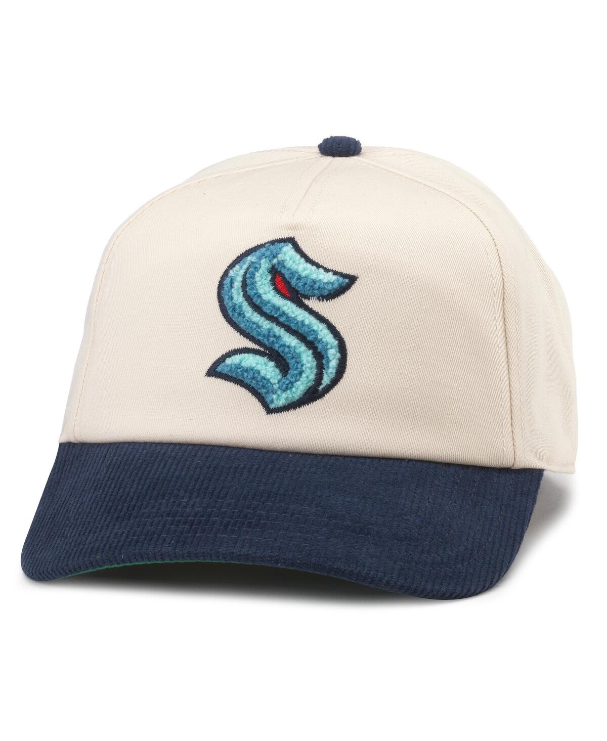 Shop American Needle Men's  White, Deep Sea Blue Seattle Kraken Burnett Adjustable Hat In White,deep Sea Blue