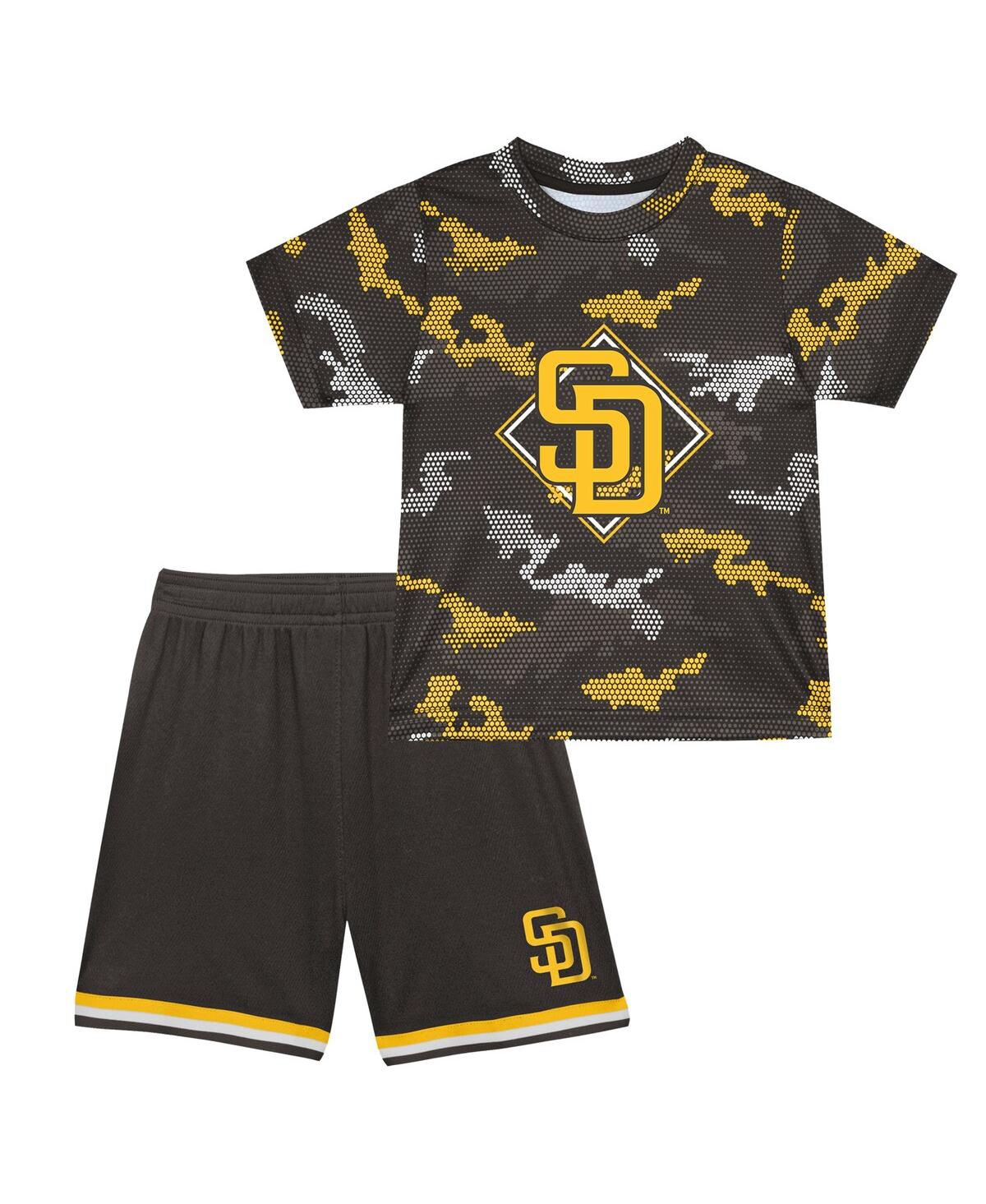 Shop Fanatics Toddler Boys And Girls  Brown San Diego Padres Field Ball T-shirt And Shorts Set