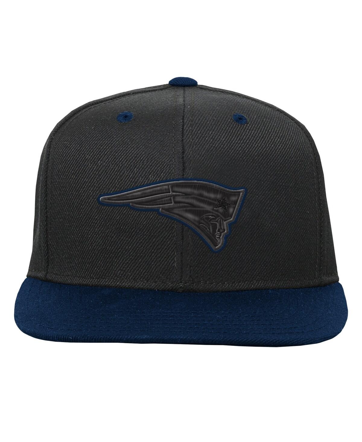 Outerstuff Youth Boys Black, Navy New England Patriots Pop Snapback Hat In Black,navy