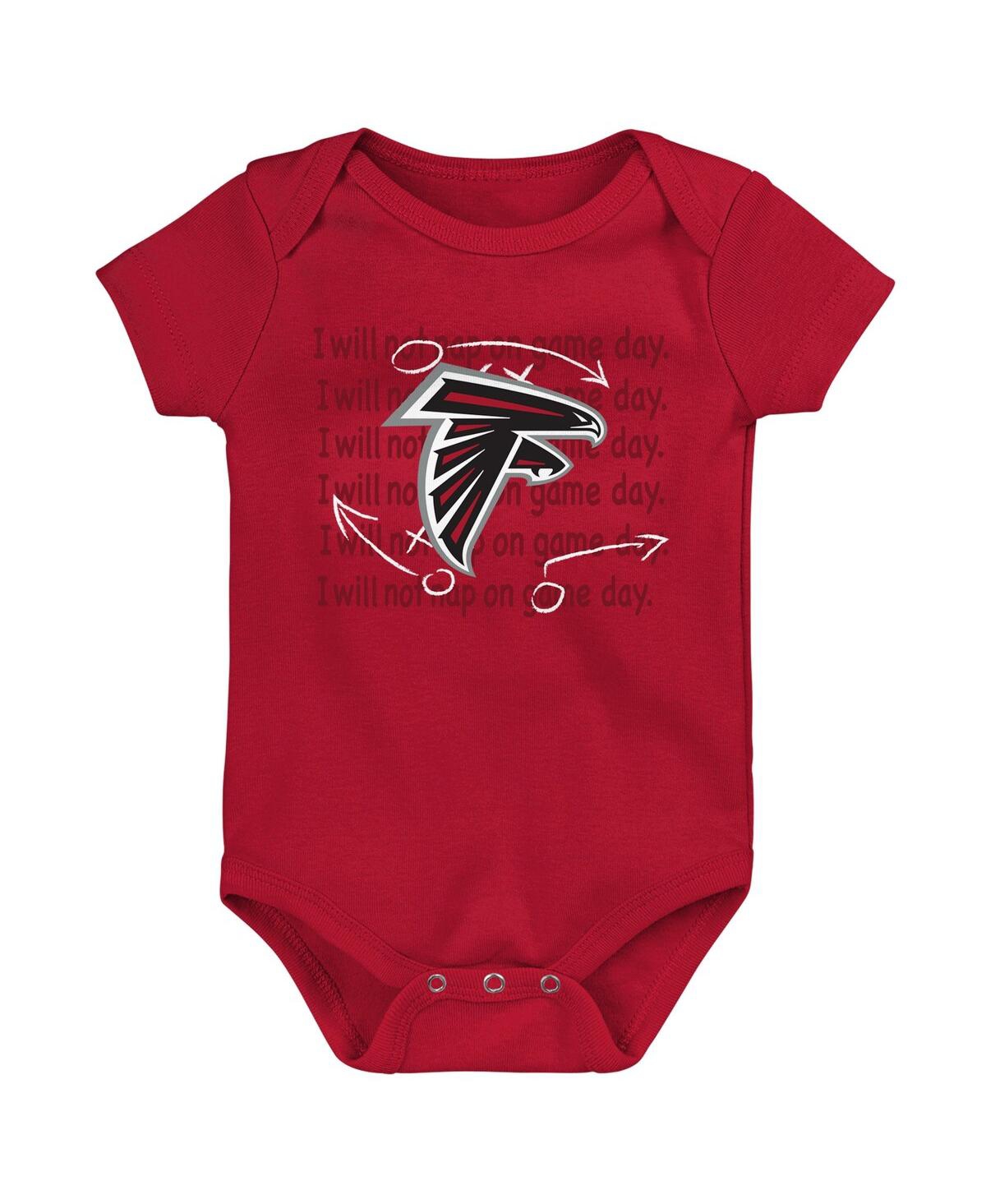 Shop Outerstuff Baby Boys And Girls Red, Black, Heather Gray Atlanta Falcons Three-pack Eat, Sleep And Drool Retro B In Red,black,heather Gray