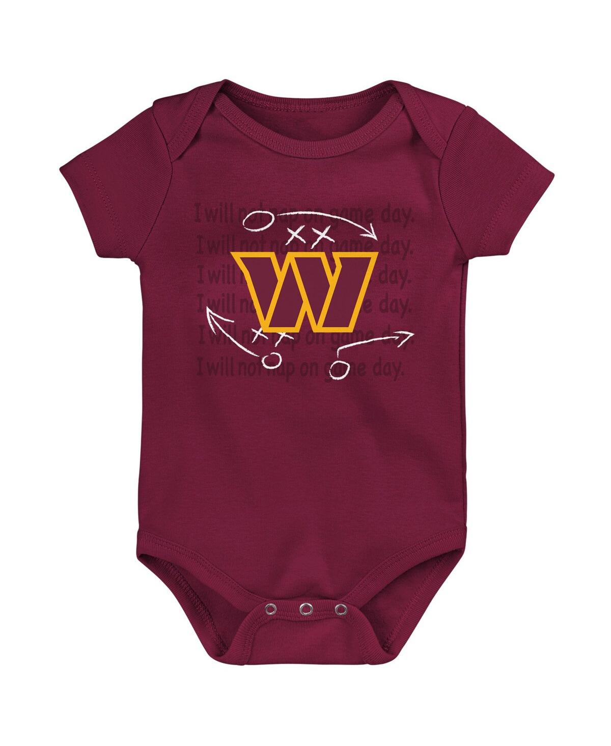 Baby Boys and Girls Burgundy, Heather Gray Washington Commanders Three-Pack Eat, Sleep and Drool Retro Bodysuit Set - Burgundy, Heather Gr