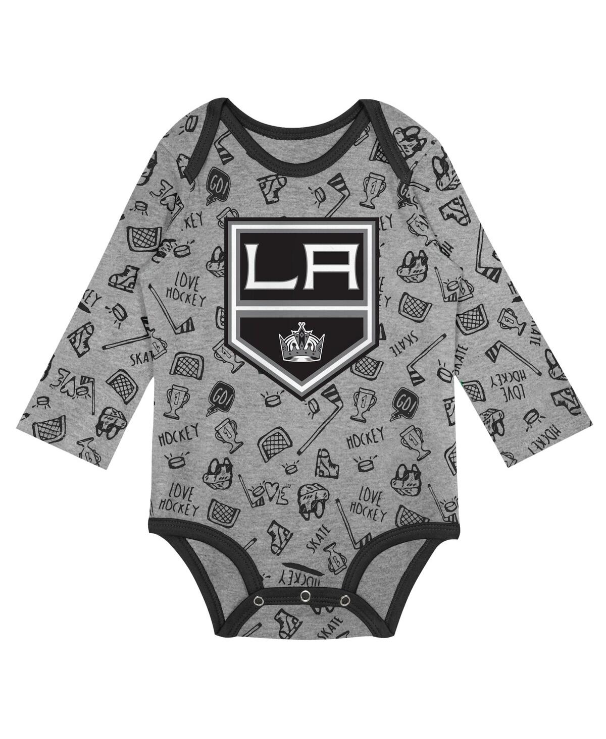 Shop Outerstuff Baby Boys And Girls Gray Los Angeles Kings Dynamic Defender Long Sleeve Bodysuit