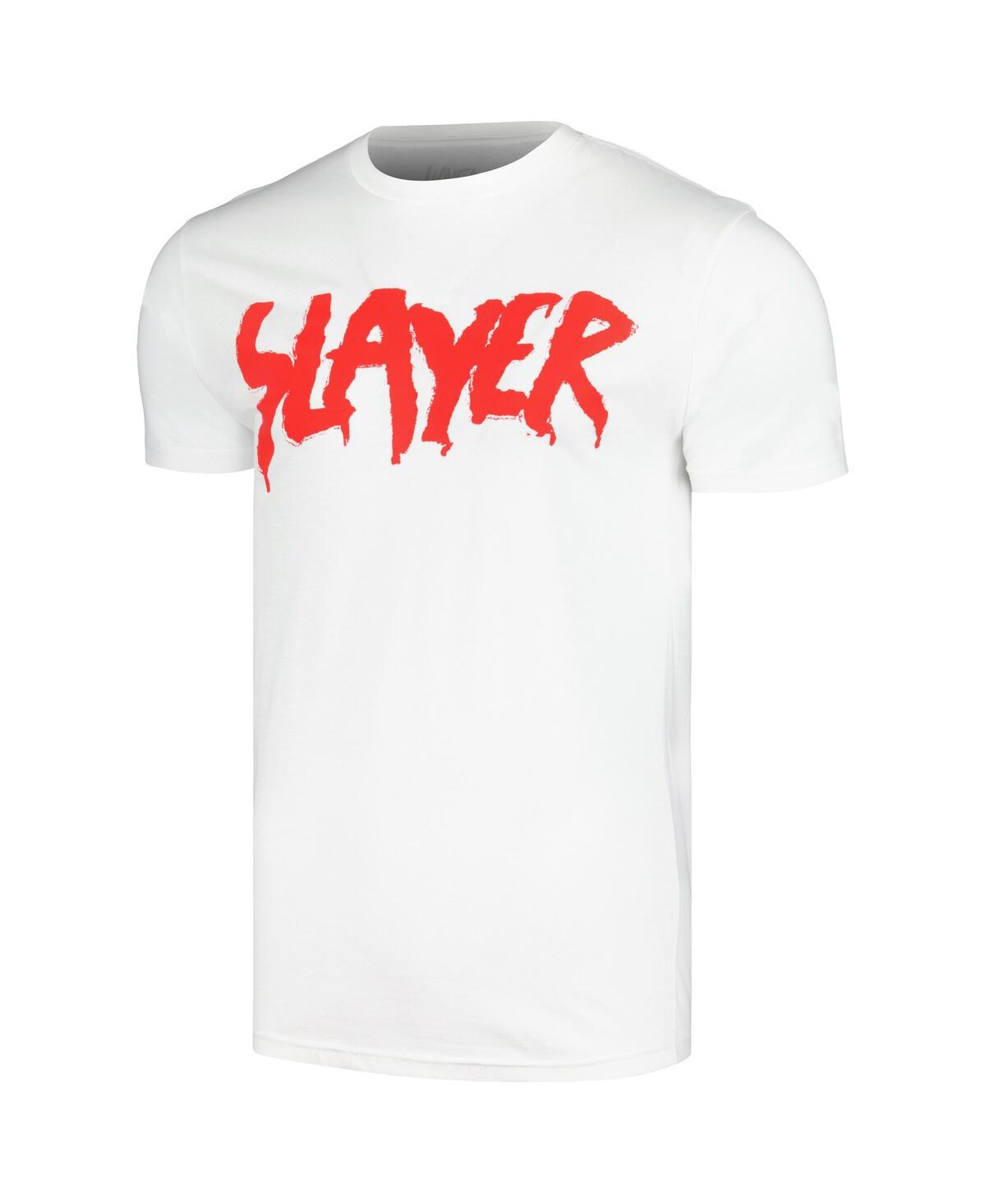Global Merch Men's White Slayer Drip Logo T-shirt In White